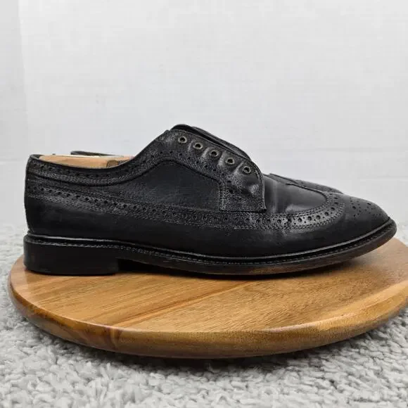 Allen Edmonds Mens 8.5D MacNeil Black Shell Cordovan Wingtip Brogue Oxford Dress